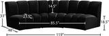 Infinity Velvet / Engineered Wood Contemporary Black Velvet 3pc. Modular Sectional - 119" W x 48" D x 33" H