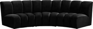 Infinity Velvet / Engineered Wood Contemporary Black Velvet 3pc. Modular Sectional - 119" W x 48" D x 33" H