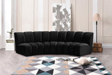 Infinity Velvet / Engineered Wood Contemporary Black Velvet 3pc. Modular Sectional - 119" W x 48" D x 33" H