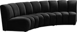 Infinity Velvet / Engineered Wood Contemporary Black Velvet 3pc. Modular Sectional - 119" W x 48" D x 33" H