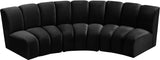 Infinity Velvet / Engineered Wood Contemporary Black Velvet 3pc. Modular Sectional - 119" W x 48" D x 33" H