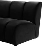 Infinity Velvet / Engineered Wood Contemporary Black Velvet 3pc. Modular Sectional - 119" W x 48" D x 33" H