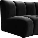 Infinity Velvet / Engineered Wood Contemporary Black Velvet 3pc. Modular Sectional - 119" W x 48" D x 33" H