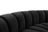 Infinity Velvet / Engineered Wood Contemporary Black Velvet 3pc. Modular Sectional - 119" W x 48" D x 33" H