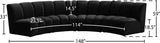 Infinity Velvet / Engineered Wood Contemporary Black Velvet 4pc. Modular Sectional - 148" W x 59" D x 33" H