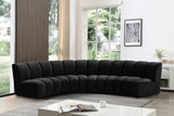 Infinity Velvet / Engineered Wood Contemporary Black Velvet 4pc. Modular Sectional - 148" W x 59" D x 33" H