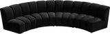 Infinity Velvet / Engineered Wood Contemporary Black Velvet 4pc. Modular Sectional - 148" W x 59" D x 33" H