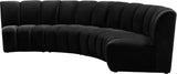 Infinity Velvet / Engineered Wood Contemporary Black Velvet 4pc. Modular Sectional - 148" W x 59" D x 33" H