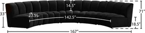 Infinity Velvet / Engineered Wood Contemporary Black Velvet 5pc. Modular Sectional - 167" W x 71" D x 33" H
