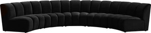 Infinity Velvet / Engineered Wood Contemporary Black Velvet 5pc. Modular Sectional - 167" W x 71" D x 33" H