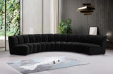 Infinity Velvet / Engineered Wood Contemporary Black Velvet 5pc. Modular Sectional - 167" W x 71" D x 33" H