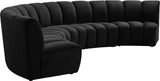 Infinity Velvet / Engineered Wood Contemporary Black Velvet 5pc. Modular Sectional - 167" W x 71" D x 33" H