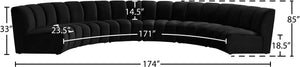 Infinity Velvet / Engineered Wood Contemporary Black Velvet 6pc. Modular Sectional - 174" W x 85" D x 33" H