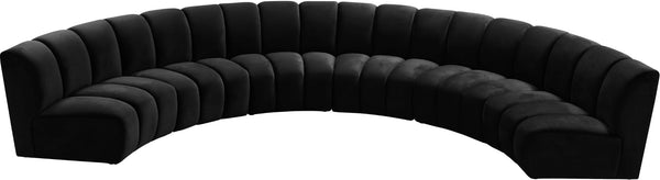 Infinity Velvet / Engineered Wood Contemporary Black Velvet 6pc. Modular Sectional - 174" W x 85" D x 33" H