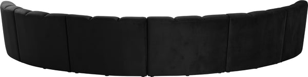Infinity Velvet / Engineered Wood Contemporary Black Velvet 6pc. Modular Sectional - 174" W x 85" D x 33" H