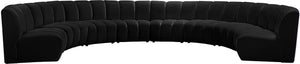 Infinity Velvet / Engineered Wood / Foam Contemporary Black Velvet 8pc. Modular Sectional - 183" W x 124" D x 33" H