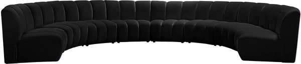 Infinity Velvet / Engineered Wood / Foam Contemporary Black Velvet 8pc. Modular Sectional - 183" W x 124" D x 33" H