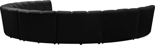 Infinity Velvet / Engineered Wood / Foam Contemporary Black Velvet 8pc. Modular Sectional - 183" W x 124" D x 33" H