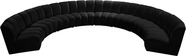 Infinity Velvet / Engineered Wood / Foam Contemporary Black Velvet 8pc. Modular Sectional - 183" W x 124" D x 33" H
