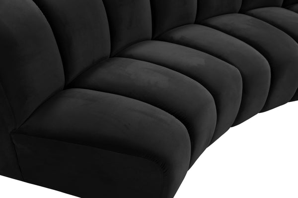 Infinity Velvet / Engineered Wood / Foam Contemporary Black Velvet 9pc. Modular Sectional - 183" W x 142" D x 33" H