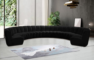 Infinity Velvet / Engineered Wood / Foam Contemporary Black Velvet 9pc. Modular Sectional - 183" W x 142" D x 33" H