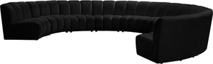 Infinity Velvet / Engineered Wood / Foam Contemporary Black Velvet 9pc. Modular Sectional - 183" W x 142" D x 33" H
