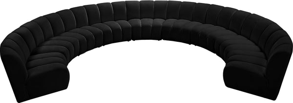 Infinity Velvet / Engineered Wood / Foam Contemporary Black Velvet 9pc. Modular Sectional - 183" W x 142" D x 33" H