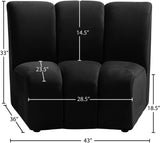 Infinity Velvet / Engineered Wood Contemporary Black Velvet Modular Chair - 43" W x 36" D x 33" H