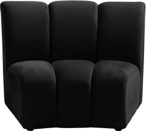 Infinity Velvet / Engineered Wood Contemporary Black Velvet Modular Chair - 43" W x 36" D x 33" H