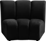 Infinity Velvet / Engineered Wood Contemporary Black Velvet Modular Chair - 43" W x 36" D x 33" H