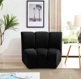 Infinity Velvet / Engineered Wood Contemporary Black Velvet Modular Chair - 43" W x 36" D x 33" H