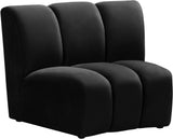 Infinity Velvet / Engineered Wood Contemporary Black Velvet Modular Chair - 43" W x 36" D x 33" H