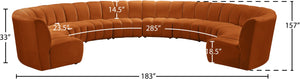 Infinity Velvet / Engineered Wood / Foam Contemporary Cognac Velvet 10pc. Modular Sectional - 183" W x 157" D x 33" H