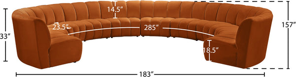 Infinity Velvet / Engineered Wood / Foam Contemporary Cognac Velvet 10pc. Modular Sectional - 183" W x 157" D x 33" H