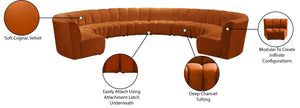 Infinity Velvet / Engineered Wood / Foam Contemporary Cognac Velvet 10pc. Modular Sectional - 183" W x 157" D x 33" H