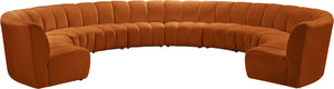 Infinity Velvet / Engineered Wood / Foam Contemporary Cognac Velvet 10pc. Modular Sectional - 183" W x 157" D x 33" H