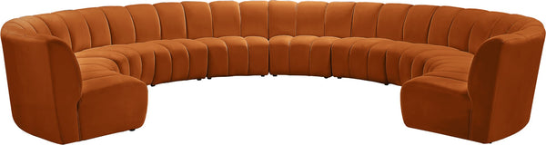 Infinity Velvet / Engineered Wood / Foam Contemporary Cognac Velvet 10pc. Modular Sectional - 183" W x 157" D x 33" H