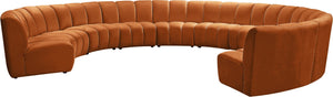 Infinity Velvet / Engineered Wood / Foam Contemporary Cognac Velvet 10pc. Modular Sectional - 183" W x 157" D x 33" H