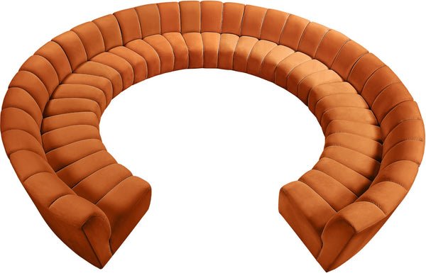 Infinity Velvet / Engineered Wood / Foam Contemporary Cognac Velvet 11pc. Modular Sectional - 183" W x 171" D x 33" H