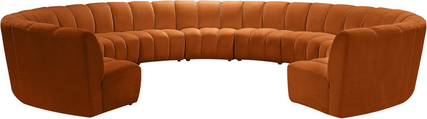 Infinity Velvet / Engineered Wood / Foam Contemporary Cognac Velvet 11pc. Modular Sectional - 183" W x 171" D x 33" H