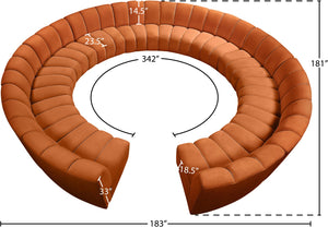 Infinity Velvet / Engineered Wood / Foam Contemporary Cognac Velvet 12pc. Modular Sectional - 183" W x 181" D x 33" H