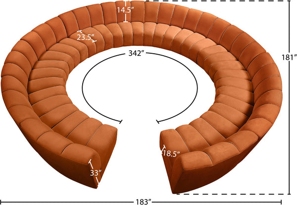 Infinity Velvet / Engineered Wood / Foam Contemporary Cognac Velvet 12pc. Modular Sectional - 183" W x 181" D x 33" H