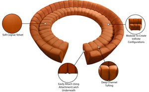 Infinity Velvet / Engineered Wood / Foam Contemporary Cognac Velvet 12pc. Modular Sectional - 183" W x 181" D x 33" H