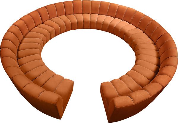 Infinity Velvet / Engineered Wood / Foam Contemporary Cognac Velvet 12pc. Modular Sectional - 183" W x 181" D x 33" H