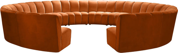 Infinity Velvet / Engineered Wood / Foam Contemporary Cognac Velvet 12pc. Modular Sectional - 183" W x 181" D x 33" H