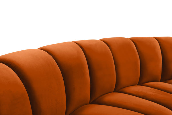 Infinity Velvet / Engineered Wood / Foam Contemporary Cognac Velvet 12pc. Modular Sectional - 183" W x 181" D x 33" H
