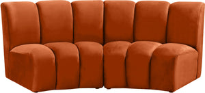 Infinity Velvet / Engineered Wood Contemporary Cognac Velvet 2pc. Modular Sectional - 83" W x 41" D x 33" H