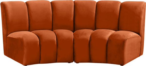 Infinity Velvet / Engineered Wood Contemporary Cognac Velvet 2pc. Modular Sectional - 83" W x 41" D x 33" H