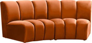 Infinity Velvet / Engineered Wood Contemporary Cognac Velvet 2pc. Modular Sectional - 83" W x 41" D x 33" H