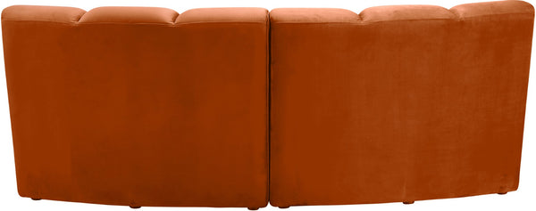 Infinity Velvet / Engineered Wood Contemporary Cognac Velvet 2pc. Modular Sectional - 83" W x 41" D x 33" H
